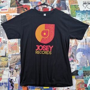 Josey Records T Shirt Black Jerzees Dri Power Mens Large Record‎ Store